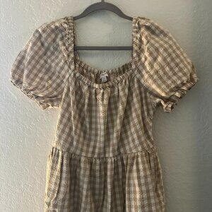 J. Crew Gingham Puff Sleeve Tiered Midi Dress - Size 6